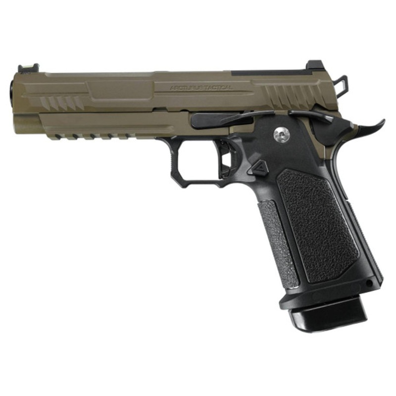 ARCTURUS Vanguard 5 Hi-Capa GBB Airsoft Pistol w/ Optics Ready Slide, Black/Tan