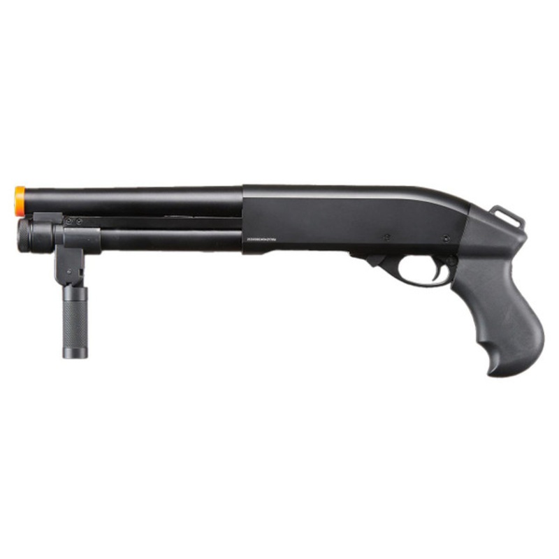 Golden Eagle M8876 3/6-Shot Pump Action Gas Airsoft Sawed-Off Shotgun w/ Forend Handle, Black