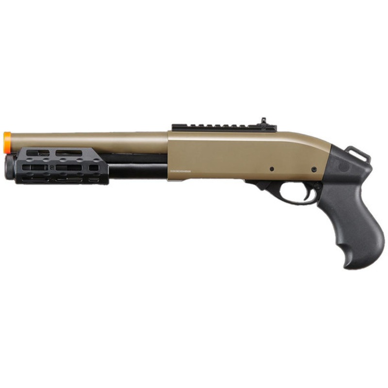 Golden Eagle M8879 3/6-Shot Pump Action Gas Airsoft Sawed-Off Shotgun w/ M-LOK Forend, Tan