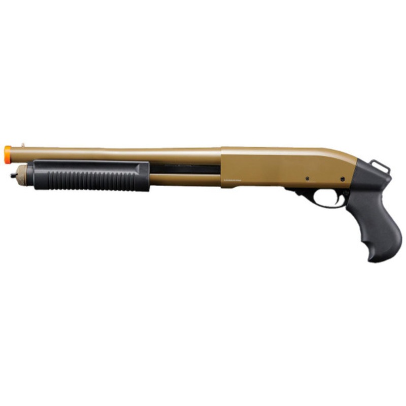 Golden Eagle M8881 3/6-Shot Pump Action Gas Airsoft Sawed-Off Shotgun, Tan