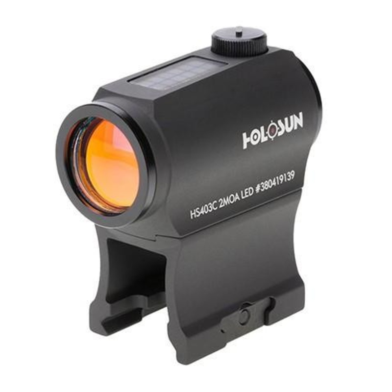 HOLOSUN Solar Power Compact Red Dot Sight w/ Low & AR Mount, Black