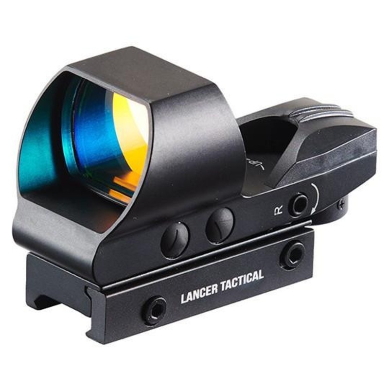 Lancer Tactical Picatinny 4 Reticle Red Dot Reflex Sight, Black