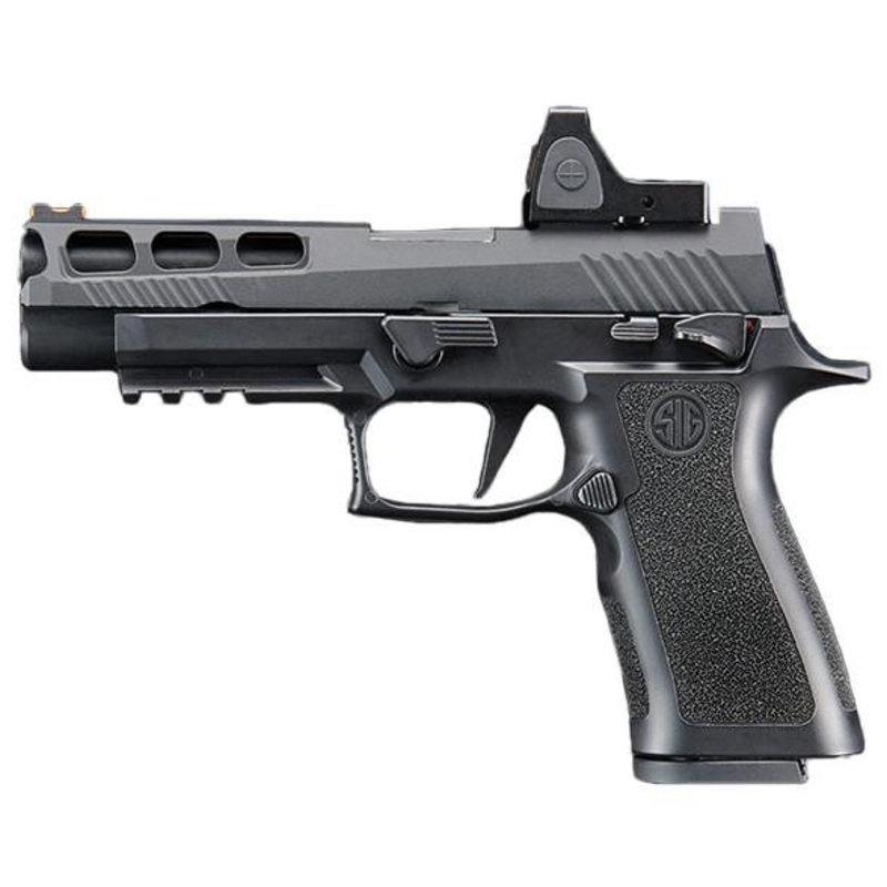 Sig Sauer Proforce P320 XCarry GBB Airsoft Pistol w/ PH+ P320/M17 Slide & Lancer Tactical Red Dot Reflex Sight, Black