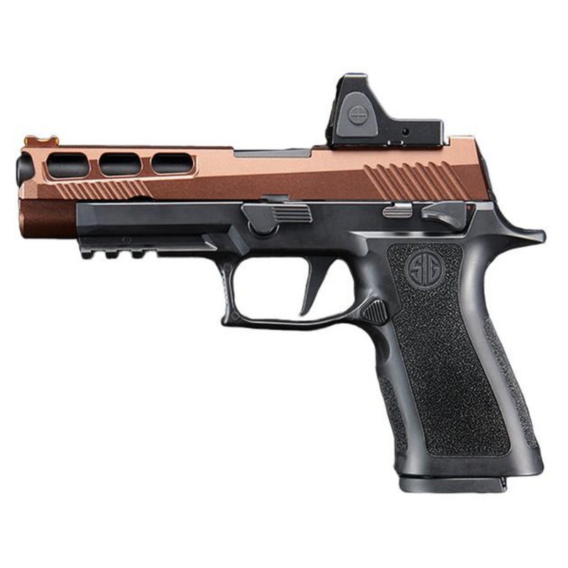 Sig Sauer Proforce P320 XCarry GBB Airsoft Pistol w/ PH+ P320/M17 Slide & Lancer Tactical Red Dot Reflex Sight, Bronze