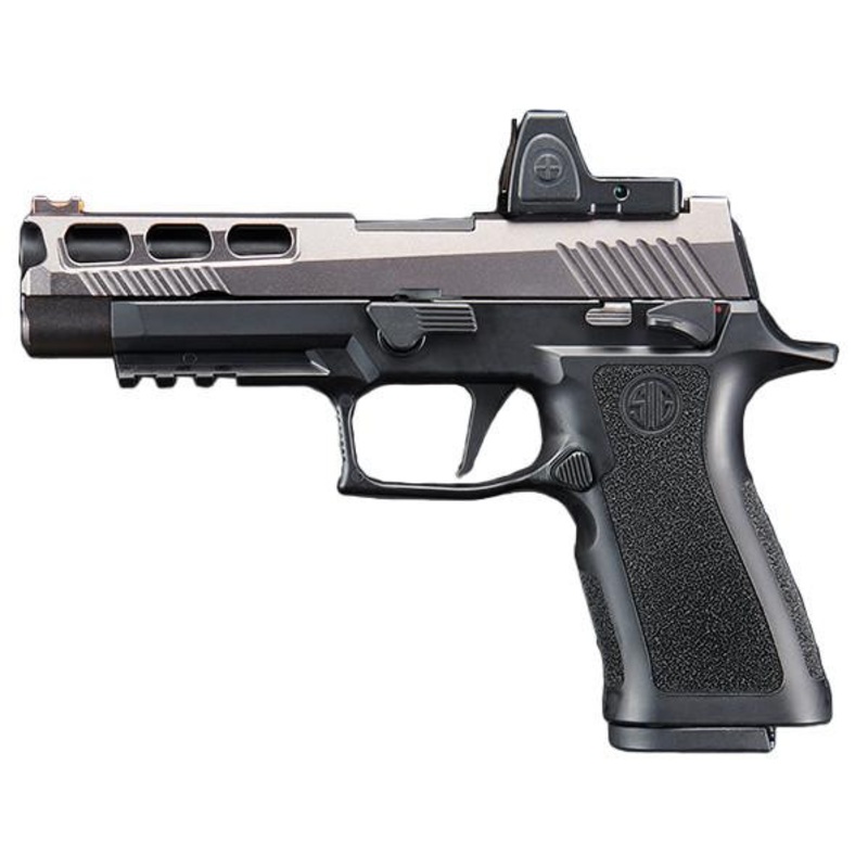 Sig Sauer Proforce P320 XCarry GBB Airsoft Pistol w/ PH+ P320/M17 Slide & Lancer Tactical Red Dot Reflex Sight, Gray