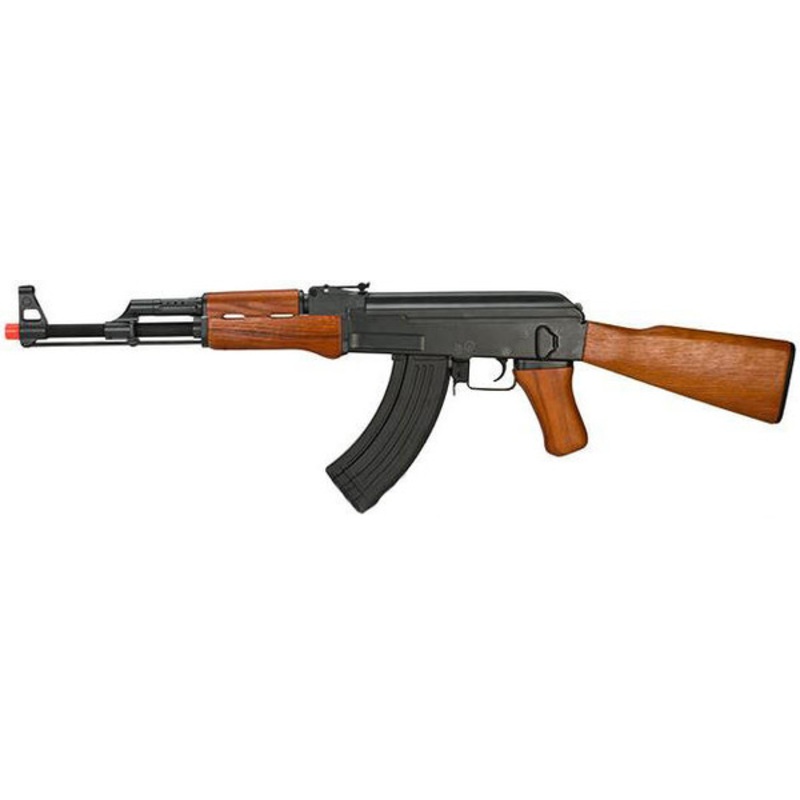 CYMA Standard AK47 Full Metal Real Wood Blowback Airsoft AEG Rifle, Wood/Black