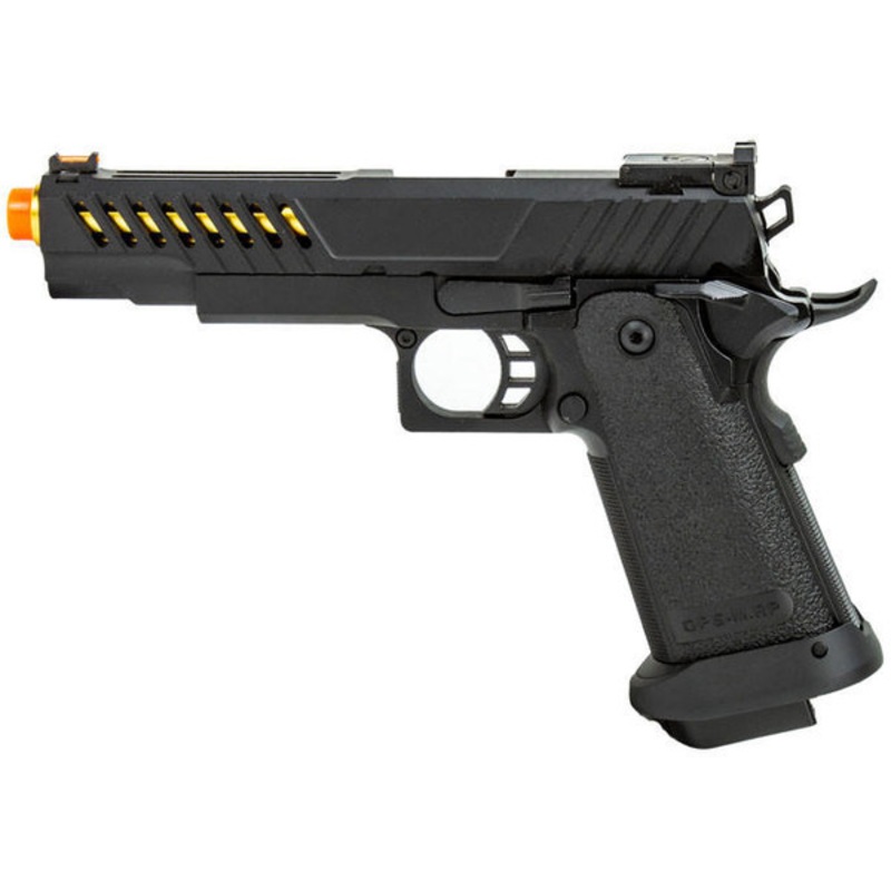 Golden Eagle 3338 OTS .45 Style Hi-Capa GBB Airsoft Pistol w/ Vented Slide, Black/Gold