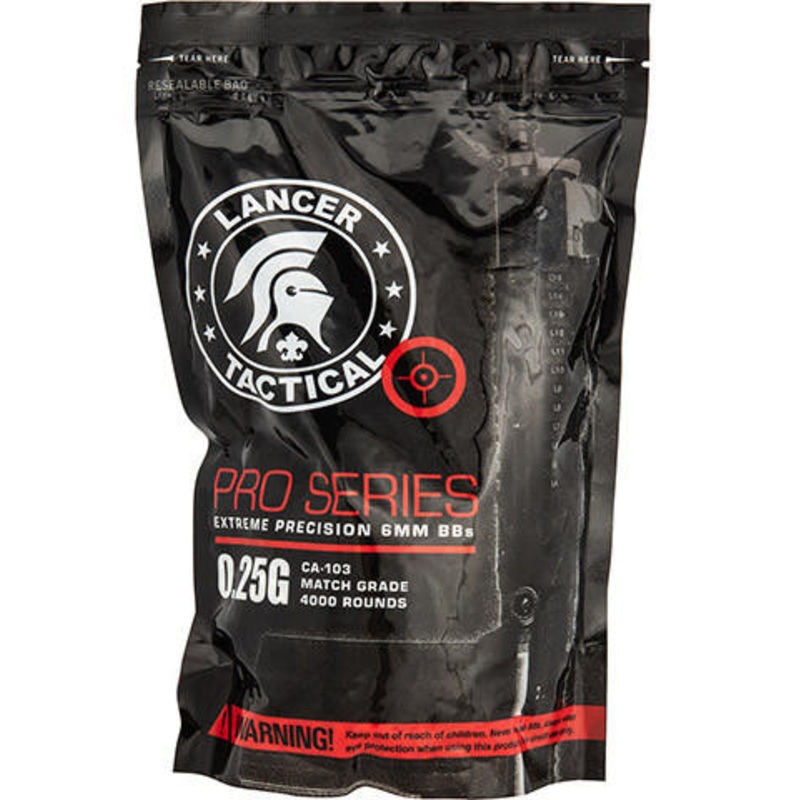 Lancer Tactical 4000 Round 0.25g Seamless Airsoft BBs, White