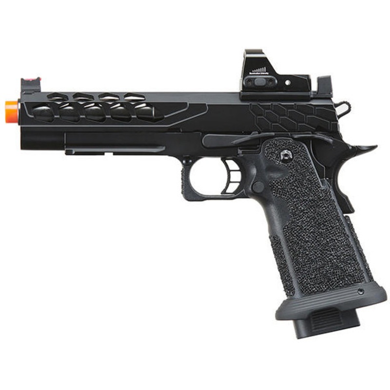 Lancer Tactical Stryk Hi-Capa 5.1 Gas Blowback Airsoft Pistol w/ Red Dot Sight, Black