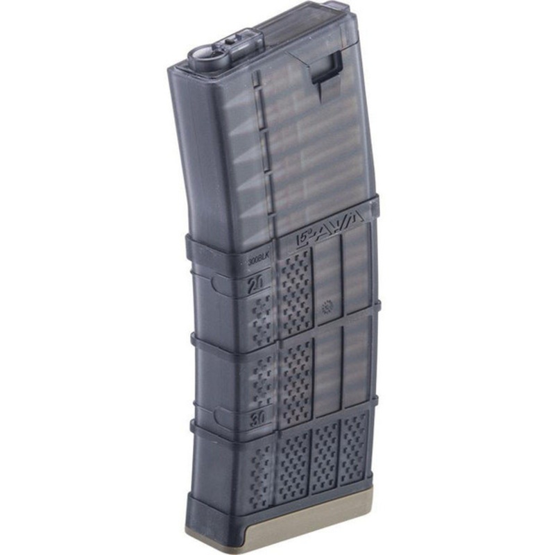 EMG 190rd Lancer Systems Licensed L5 AWM 300 Blackout Airsoft Mid-Cap Magazines, Tan Smoke