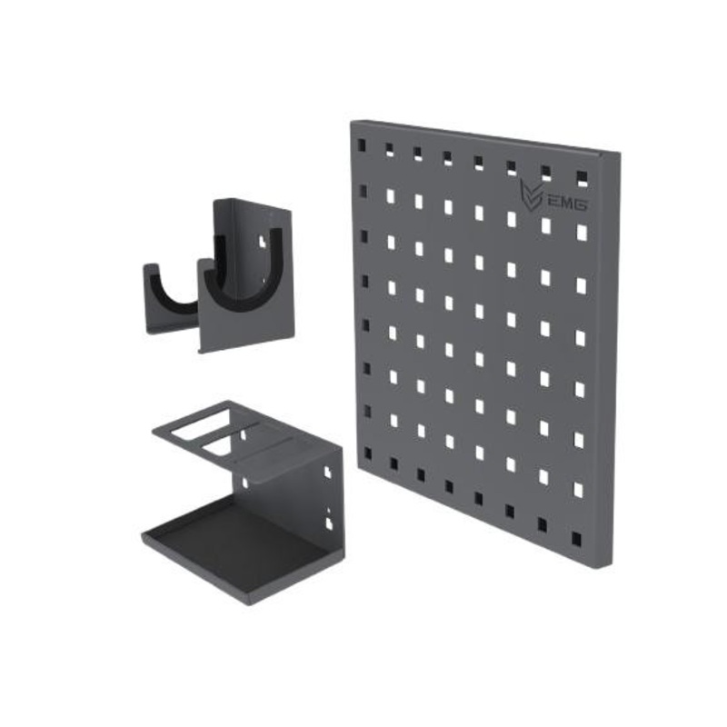 EMG Battle Wall Panel 12×12 with Pistol Dual Vertical Hook & 3 Magazine Holder, Dark Grey