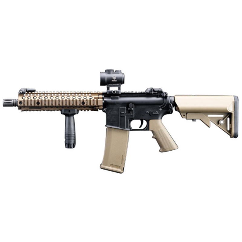 EMG Helios Daniel Defense Licensed EDGE Series MK18 Airsoft AEG Rifle, Black/Tan