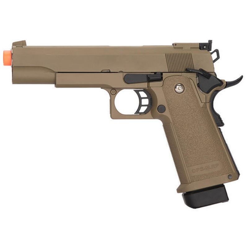 Golden Eagle IMF OPS-M.RP 1911A1 Single Stack Semi-Auto GBB Metal Airsoft Pistol, DE