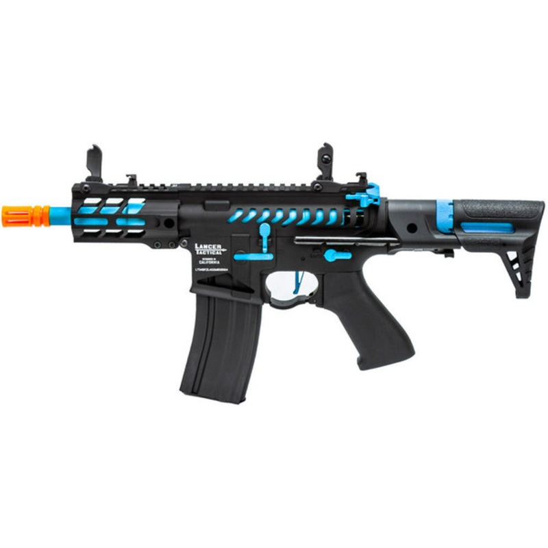 Lancer Tactical Enforcer Gen 2 Battle Hawk 4 PDW Airsoft AEG Rifle, Black/Blue