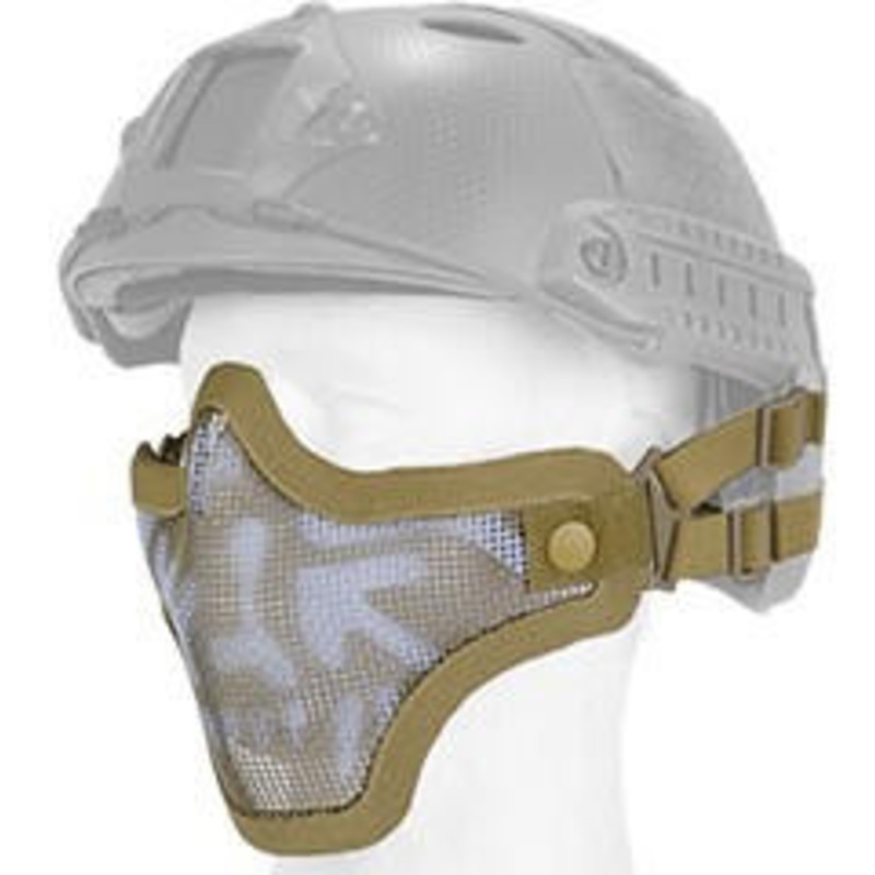 UK Arms Helmet Version Skull Metal Mesh Half Mask, Desert Tan