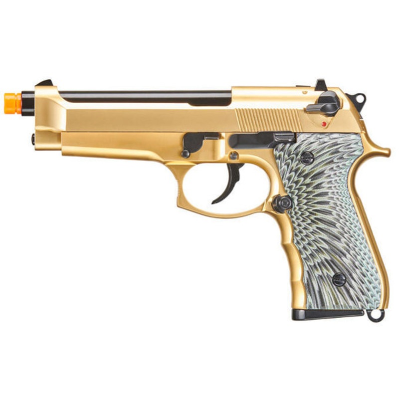 WE-Tech New System M92 Eagle Full Auto Gas Blowback Airsoft Pistol, Gold