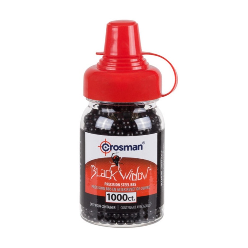 Crosman Black Widow .177 Cal 5.23 Grains Steel BBs, 1000ct, Black
