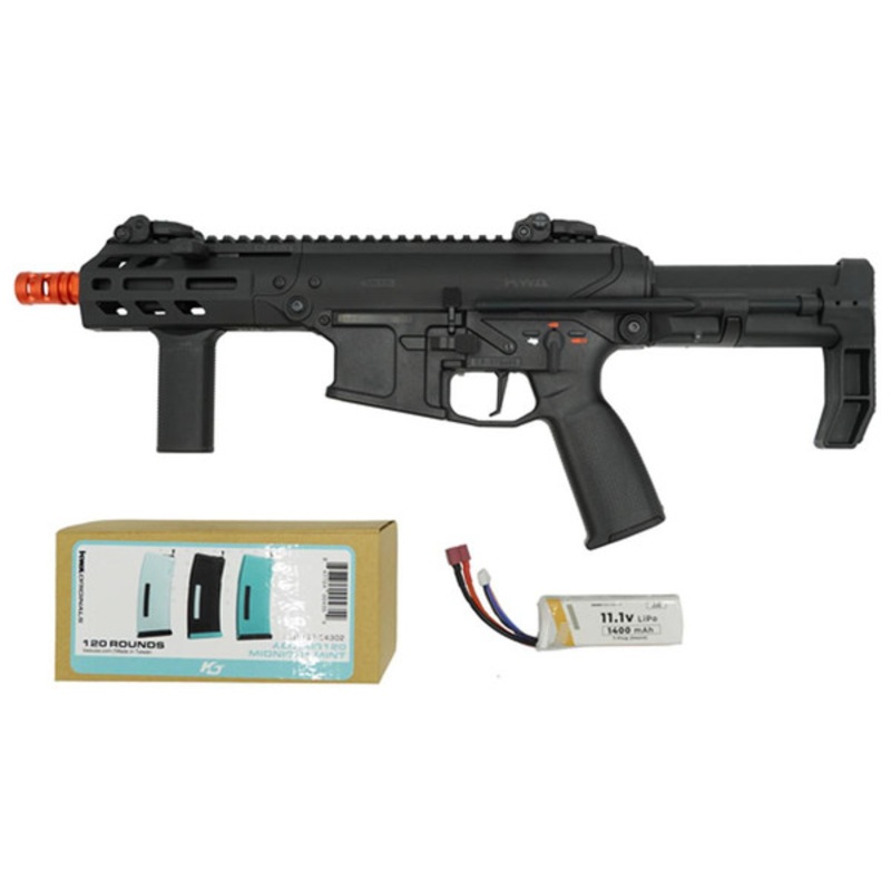 KWA Original EVE-4 AEG Variable Airsoft Rifle Starter Bundle, Black