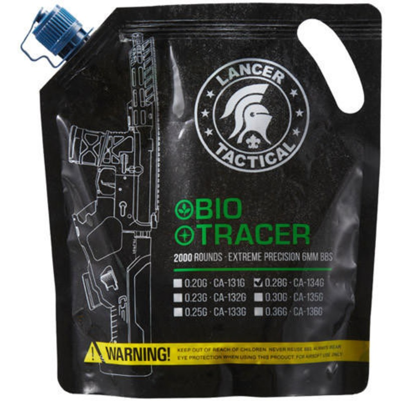Lancer Tactical 2000 Round 0.28g Bio-Tracer Airsoft BBs, Green