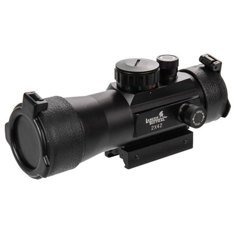 Lancer Tactical 2x Magnification Red/Green Rifle Scope, Black
