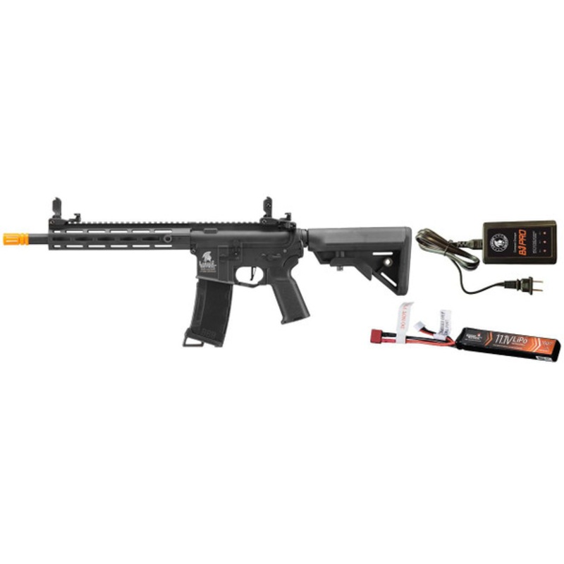 Lancer Tactical Gen 3 M4 Hellion M-LOK 10 Airsoft AEG Rifle w/ LiPO Battery/Charger Bundle, Black