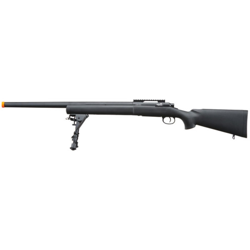 Lancer Tactical High FPS M24 Bolt Action Airsoft Sniper Rifle w/ Bipod, Black