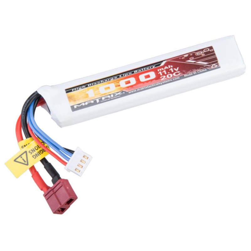 Matrix High Performance 1000mAh 20C 11.1V Stick Type Airsoft LiPO Battery, Deans