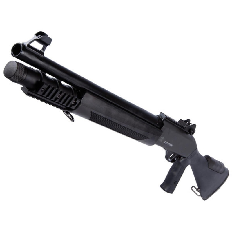 Cybergun FN Herstal Licensed SLP Tactical CO2 Powered 1/3 Shot Semi-Auto Airsoft Shotgun, Black