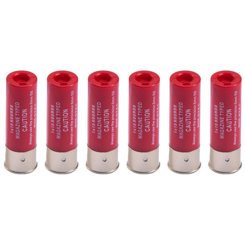 G-Force 15 Round Shotgun Shells for Multi & Single-Shot Airsoft Shotguns 6 Pack, Red