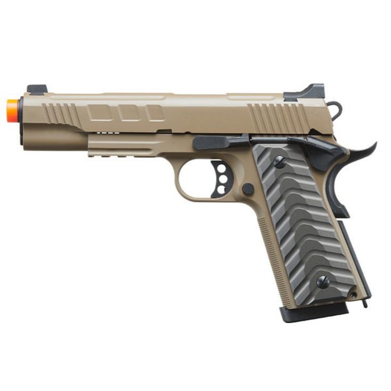 KJW Competition Style M45 KP-16 CO2 Gas Blow Back Airsoft Pistol, Tan
