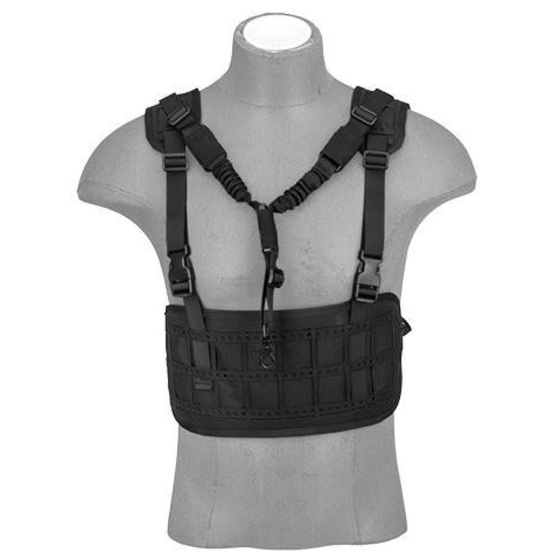 Lancer Tactical Laser Cut Airsoft Chest Rig w/ Sling, Black
