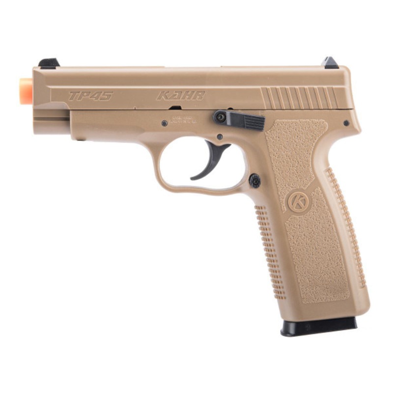 Cybergun KAHR Arms Licensed TP45 Full Size Spring Airsoft Pistol, Tan