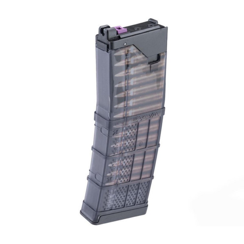 EMG Lancer Systems Licensed L5AWM 30rd Magazine for CGS & MWS GBB Airsoft Rifles, Translucent Smoke