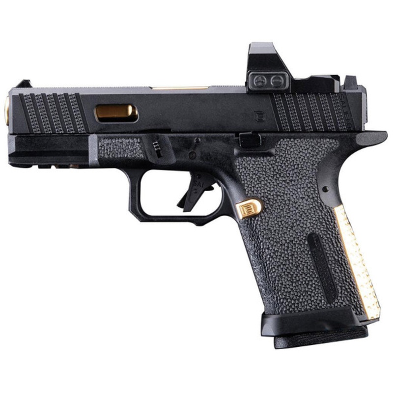 EMG SAI BLU Compact w/ Gold Barrel & RMR Cut Green Gas GBB Airsoft Pistol, Black