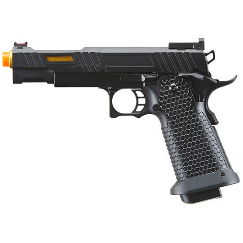 Golden Eagle 3336 Hi-Capa Airsoft Pistol w/ Vented Slide, Black/Gold