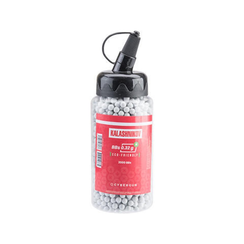 Kalashnikov Licensed Eco-Friendly 0.32g Biodegradable Precision 2000ct Airsoft BBs, White