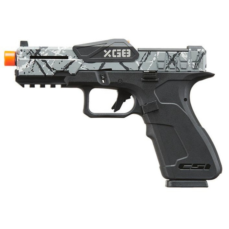 Poseidon CSI XG8 Gas Blow Back Aluminum Airsoft Pistol, Gray Splash Anodized
