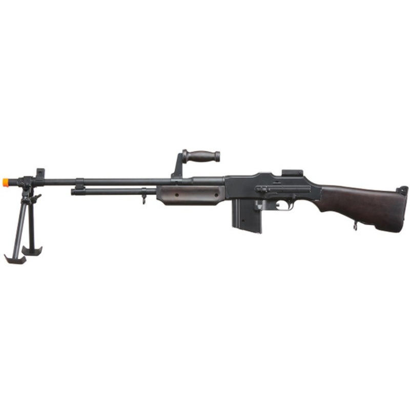 S&T BAR M1918 A2 Full Size Full Metal Airsoft AEG Rifle w/ Steel Bipod, Wood