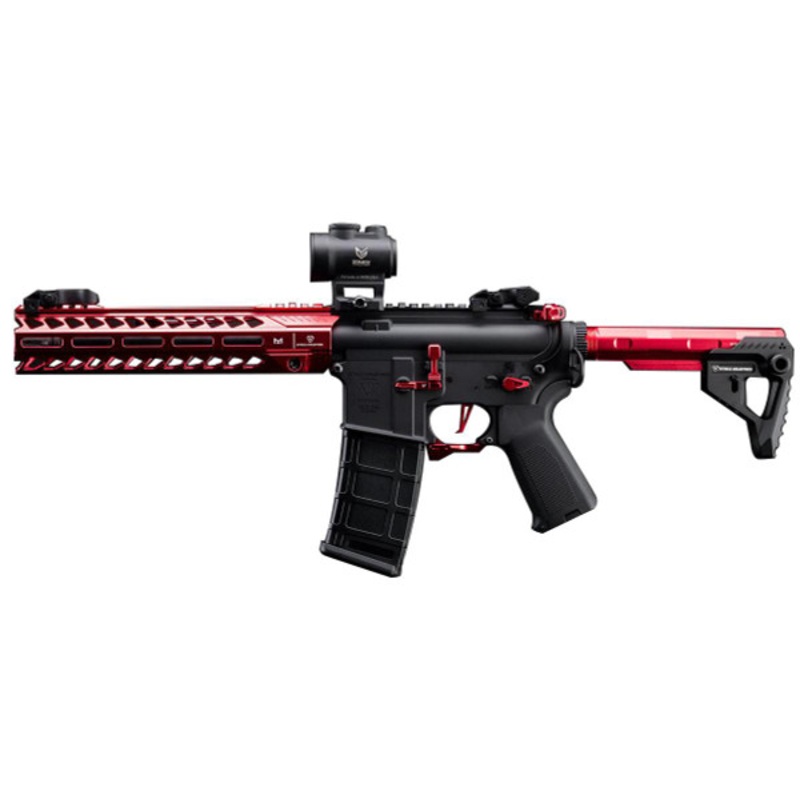 6mmProShop E&C SI Licensed 10 Sentinel M4 Airsoft AEG Rifle, Red/Black
