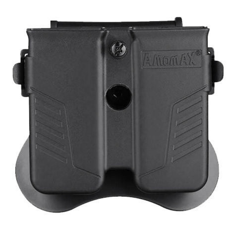 Amomax Universal Double Pistol Mag Pouch, Black