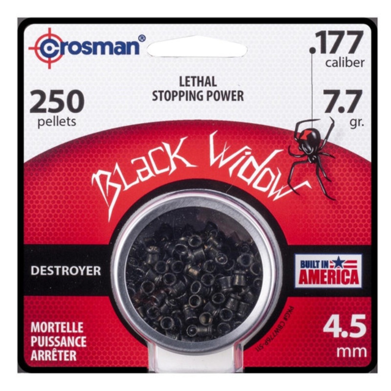 Crosman Black Widow Destroyer .177 Cal Lead Pellets, 250ct, Black
