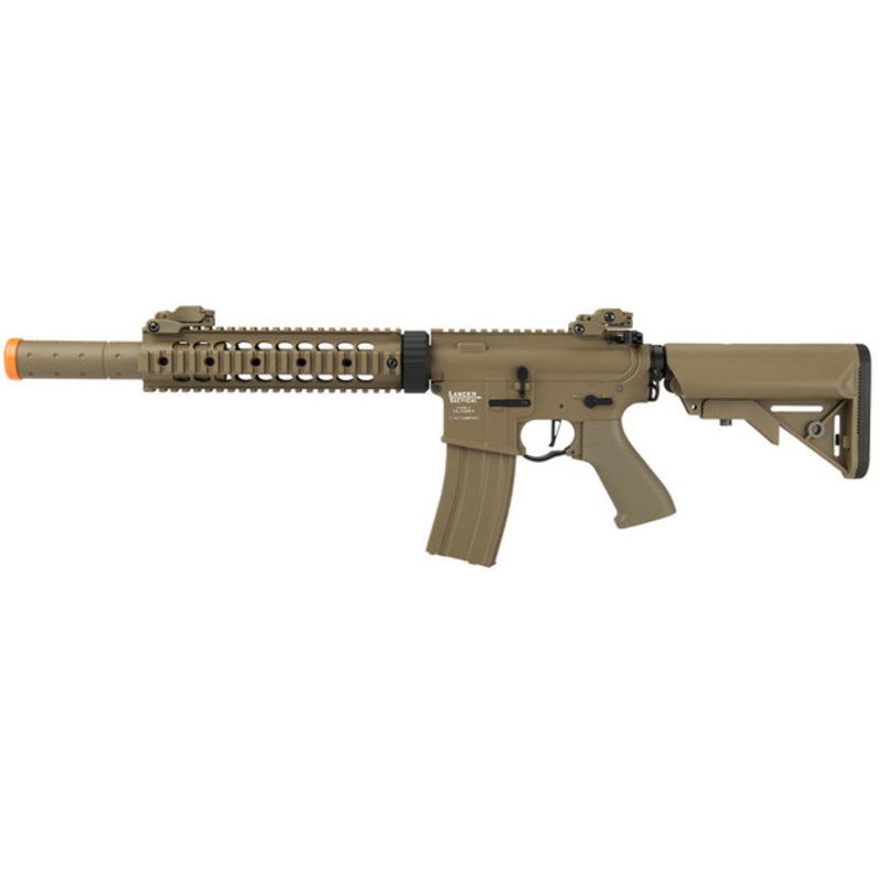 Lancer Tactical Low FPS Proline Gen 2 10 M4 Carbine Airsoft AEG Rifle with Mock Suppressor, Tan