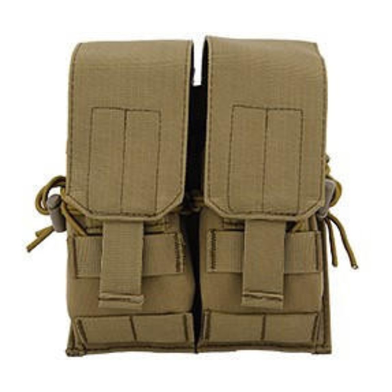 Lancer Tactical Nylon Dual M4/M16/AK Magazine Pouch, Tan