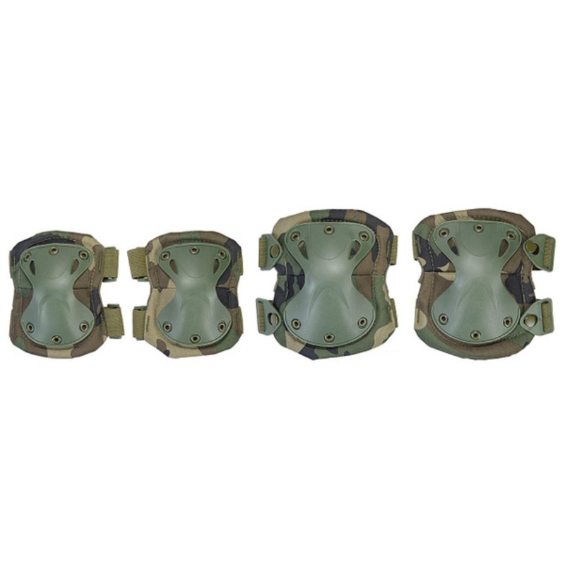Lancer Tactical Quick-Release Knee & Elbow Pad Set, Woodland Camo