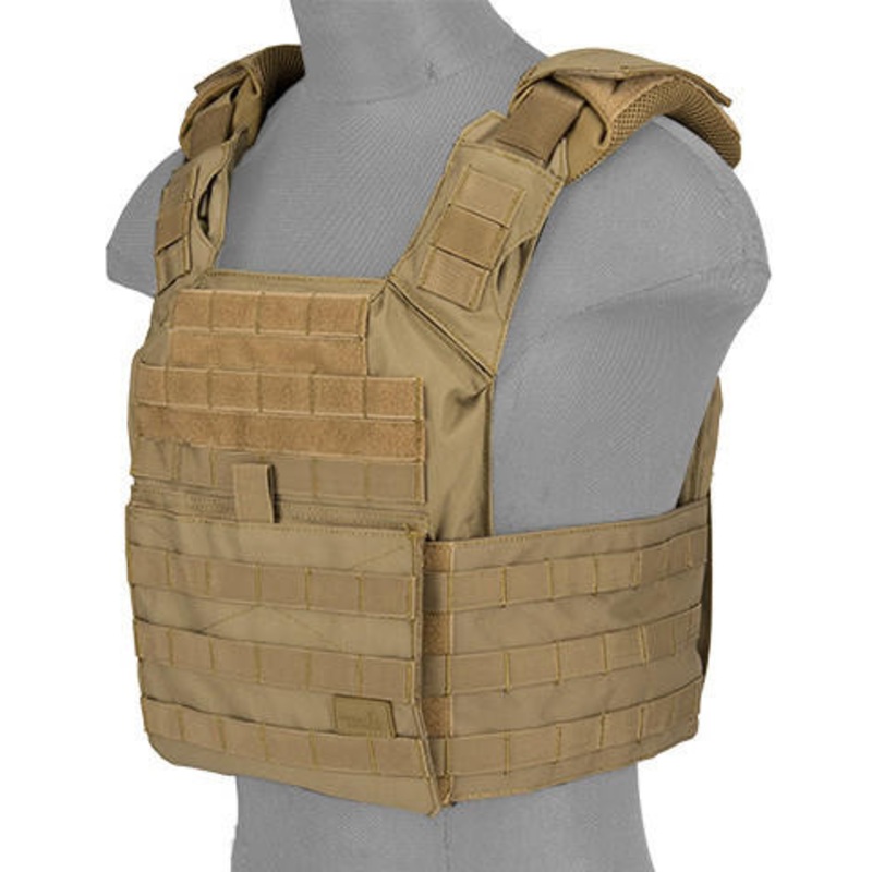 Lancer Tactical SAPC w/ Dual Inner Mag Pouch and Shoulder Pads, Tan