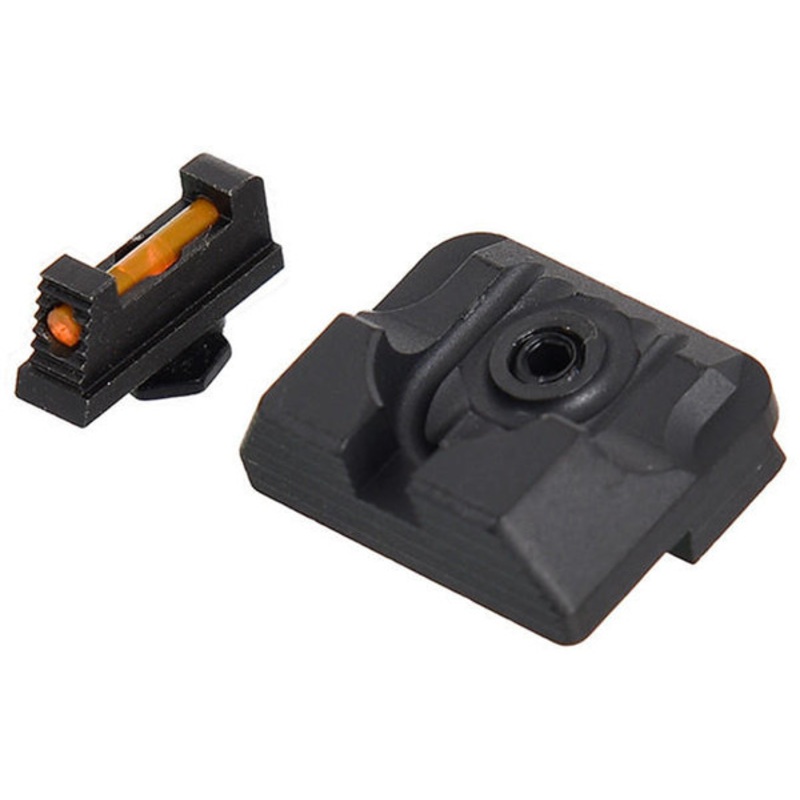 UK Arms Tactical .230 Fiber Optic Front Sight / Rear Combat Sight for G Series GBB Pistols, Black