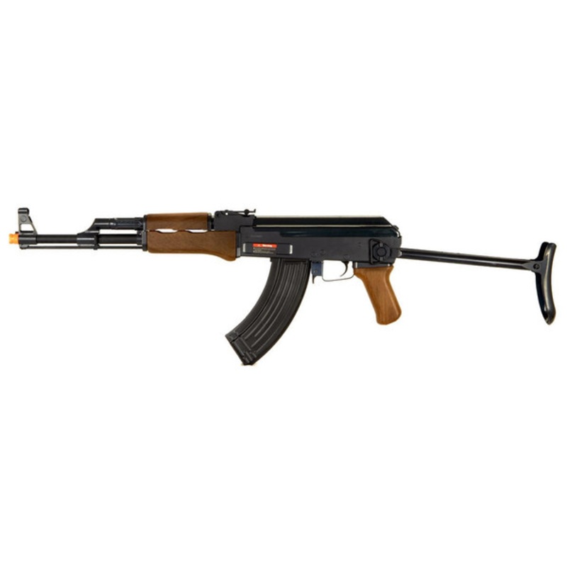 Double Eagle AK47 AEG ABS Polymer Edition w/ Folding Stock Airsoft Rifle, Wood