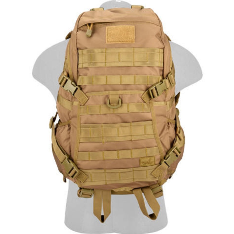 Lancer Tactical 600D Nylon EDC Fast Molle Backpack, Khaki