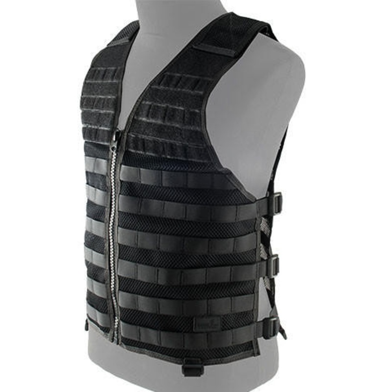 Lancer Tactical Breathable Molle/PALS Adjustable Mesh Vest, Black