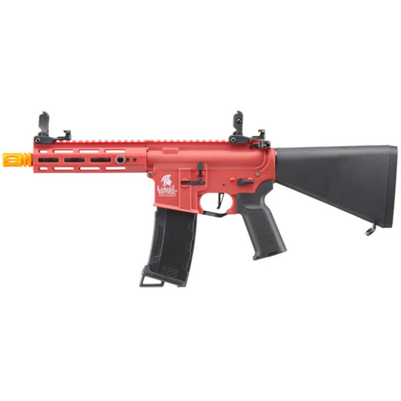 Lancer Tactical Gen 3 Hellion 7 M-LOK Airsoft AEG Rifle w/ Stubby Stock, Red/Black